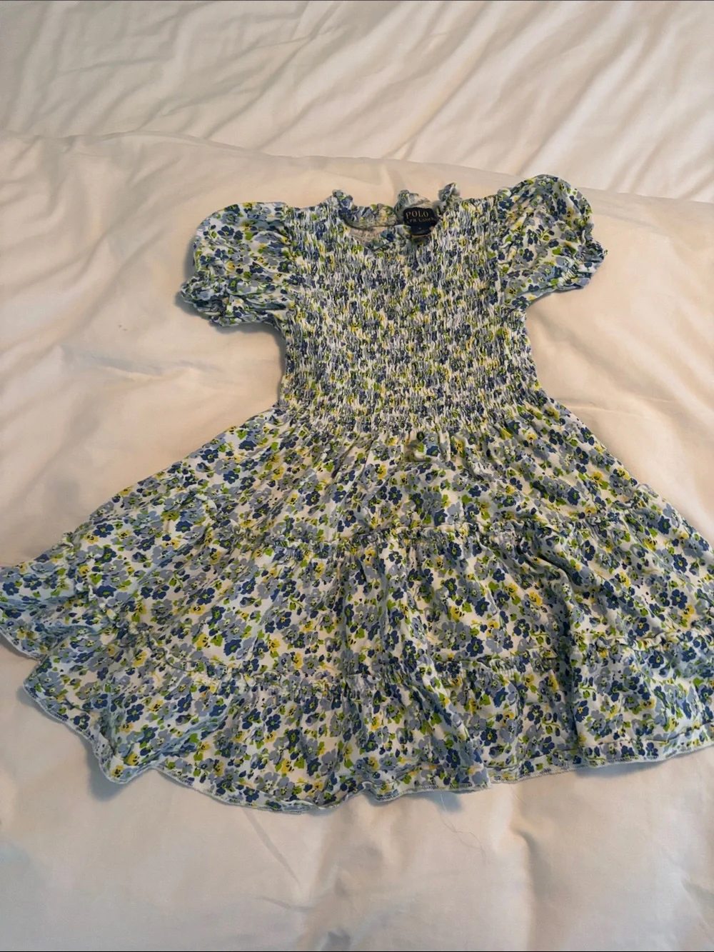 2x GUC Polo Ralph Lauren Girls' Blue Floral Smocked Dress - Size 5